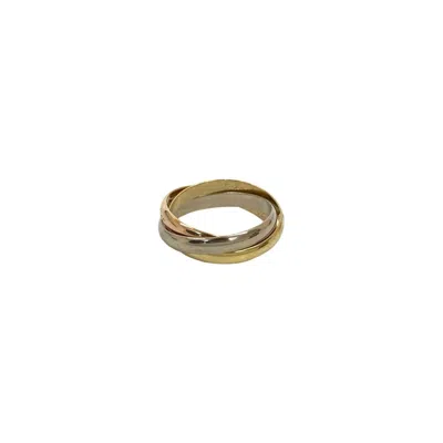 Pre-owned Cartier Gold Silver Pink Gold Yellow Gold (18k) Pink Gold (18k) White Gold (18k) Band Ring (pre-owne
