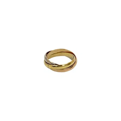 Pre-owned Cartier Gold Silver Pink Gold Yellow Gold (18k) Pink Gold (18k) White Gold (18k) Band Ring (pre-owne