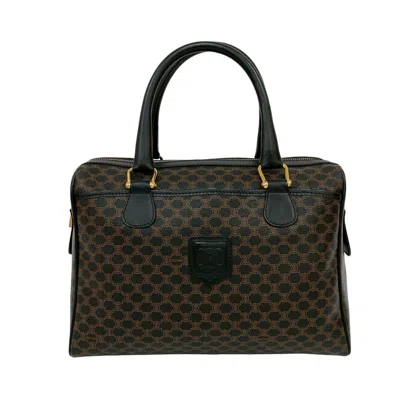 Pre-owned Celine Black Brown Leather Pvc Boston Bag Handbag () In Multi