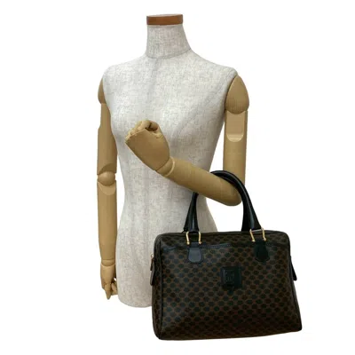 Pre-owned Celine Black Brown Leather Pvc Boston Bag Handbag () In Multi