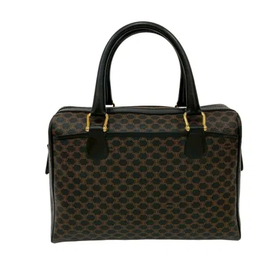 Pre-owned Celine Black Brown Leather Pvc Boston Bag Handbag () In Multi