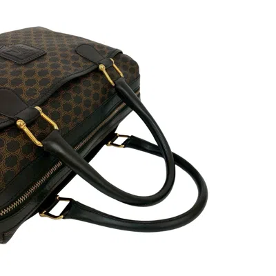 Pre-owned Celine Black Brown Leather Pvc Boston Bag Handbag () In Multi