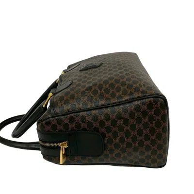 Pre-owned Celine Black Brown Leather Pvc Boston Bag Handbag () In Multi