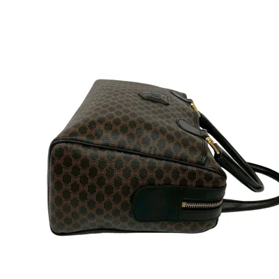 Pre-owned Celine Black Brown Leather Pvc Boston Bag Handbag () In Multi