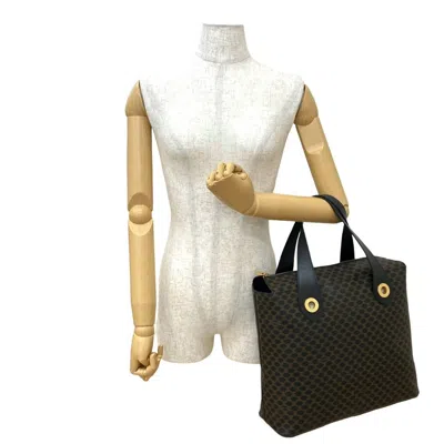 Pre-owned Celine Black Brown Leather Pvc Handbag Tote Bag () In Multi