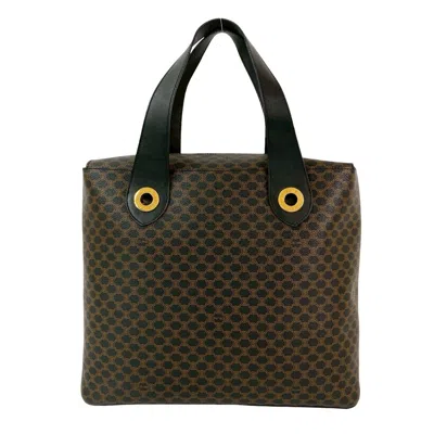 Pre-owned Celine Black Brown Leather Pvc Handbag Tote Bag () In Multi