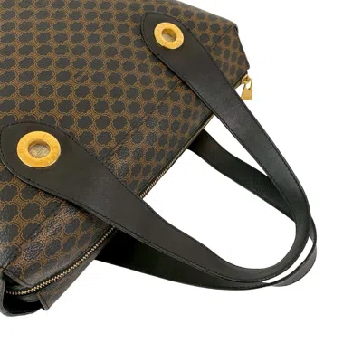 Pre-owned Celine Black Brown Leather Pvc Handbag Tote Bag () In Multi