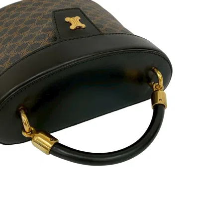 Pre-owned Celine Black Brown Leather Pvc Handbag Vanity Bag () In Multi