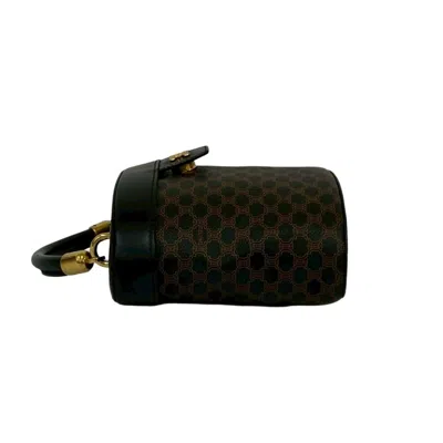 Pre-owned Celine Black Brown Leather Pvc Handbag Vanity Bag () In Multi