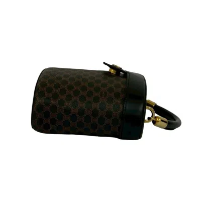 Pre-owned Celine Black Brown Leather Pvc Handbag Vanity Bag () In Multi