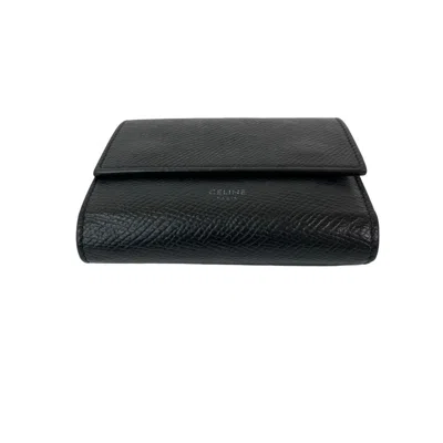 Pre-owned Celine Black Leather Wallet (tri-fold) ()