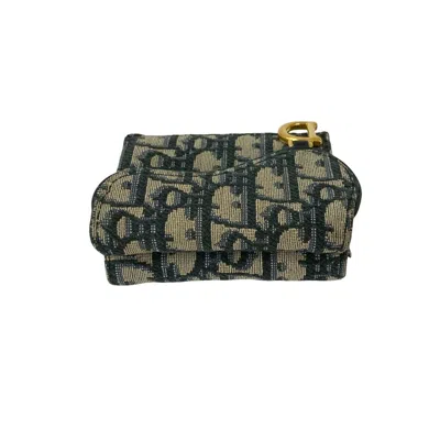 Pre-owned Dior Christian  Navy Canvas Leather Wallet (tri-fold) () In Blue