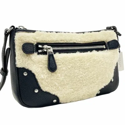 Pre-owned Coach Black Ivory Leather Pochette Shoulder Bag () In Multi