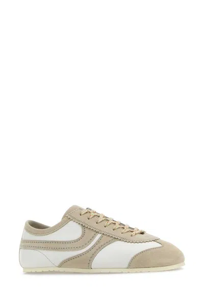 Dries Van Noten Two-tone Leather And Suede Sneakers In Neutral