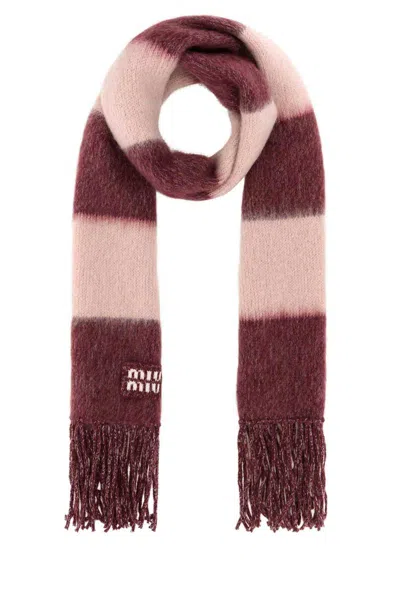 Miu Miu Embroidered Mohair Blend Scarf In Multi