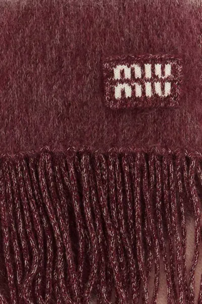 Miu Miu Embroidered Mohair Blend Scarf In Multi
