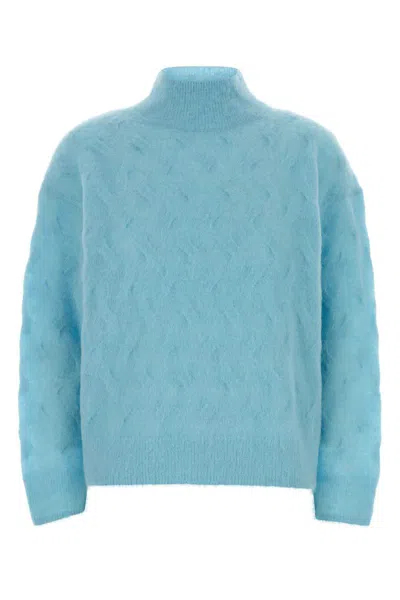 Calvin Klein Light Blue Nylon Blend Sweater In Blue