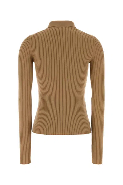 Dolce & Gabbana Stretch Wool Blend Polo Shirt With Collar In Brown