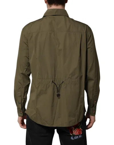 Pre-owned Dolce & Gabbana Army Green Button Down Long Sleeves Men's Shirt ()