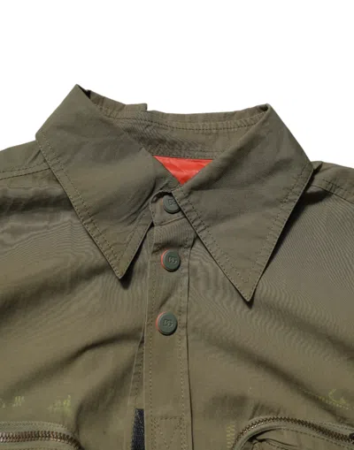 Pre-owned Dolce & Gabbana Army Green Button Down Long Sleeves Men's Shirt ()