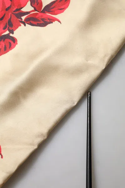 Pre-owned Dolce & Gabbana Beige Floral Spaghetti Strap Sheath Women's Dress () In Sand