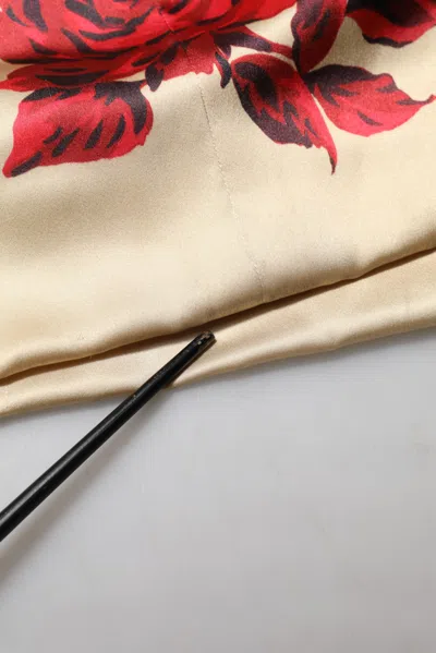 Pre-owned Dolce & Gabbana Beige Floral Spaghetti Strap Sheath Women's Dress () In Sand