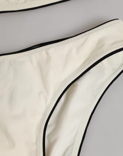 Pre-owned Dolce & Gabbana Beige Logo Swimsuit 2 Piece Top Bottom Women's Swimwear () In Sand