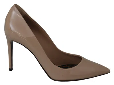 Pre-owned Dolce & Gabbana Beige Patent Leather Stiletto Heel Women's Pumps () In Sand