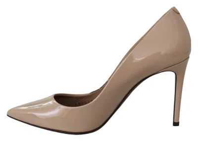 Pre-owned Dolce & Gabbana Beige Patent Leather Stiletto Heel Women's Pumps () In Sand