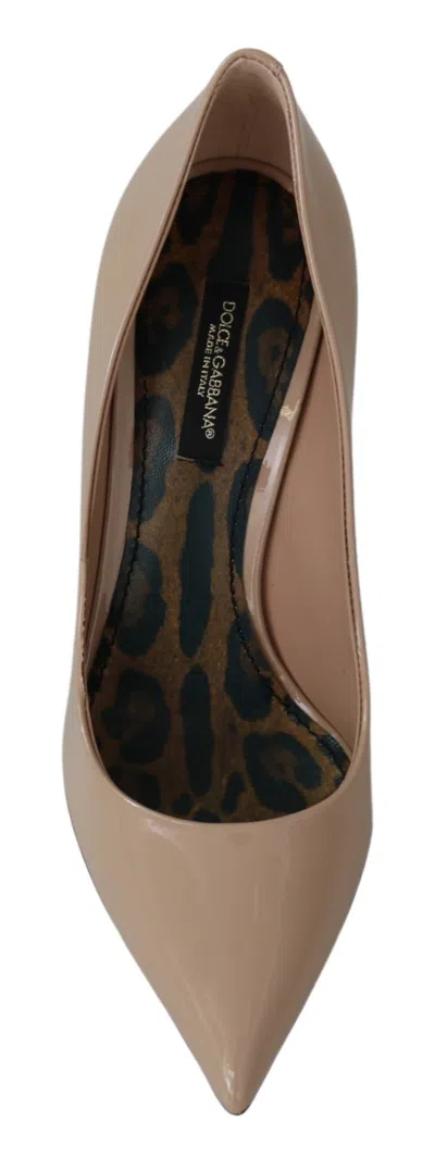 Pre-owned Dolce & Gabbana Beige Patent Leather Stiletto Heel Women's Pumps () In Sand