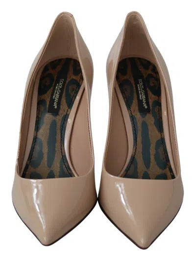 Pre-owned Dolce & Gabbana Beige Patent Leather Stiletto Heel Women's Pumps () In Sand