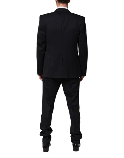 Pre-owned Dolce & Gabbana Black 3 Piece Wool Silk Blend Suit Men's Sicilia ()