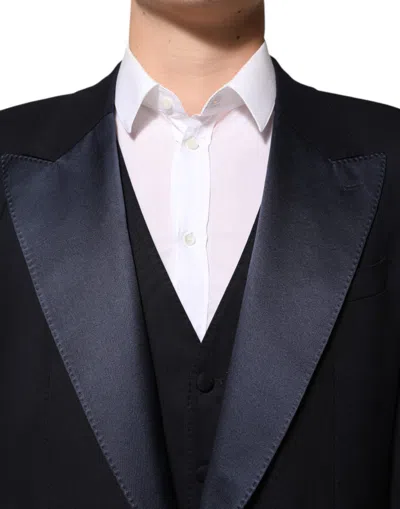Pre-owned Dolce & Gabbana Black 3 Piece Wool Silk Blend Suit Men's Sicilia ()