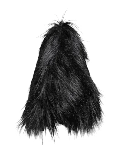 Dolce & Gabbana Black Acrylic Fur Womens Bucket Hat In Black