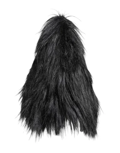 Dolce & Gabbana Black Acrylic Fur Womens Bucket Hat In Black