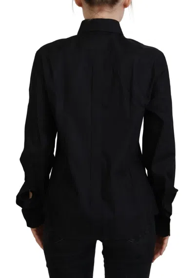 Pre-owned Dolce & Gabbana Black Cotton Collared Long Sleeves Women's Shirt ()