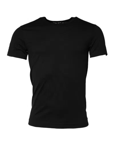 Dolce & Gabbana Black Cotton Round Neck Short Sleeves Men T-shirt In Black