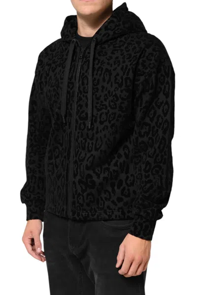 Pre-owned Dolce & Gabbana Black Cotton Hooded Full Zip Bomber Men's Jacket ()