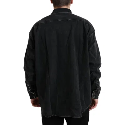 Dolce & Gabbana Black Cotton Long Sleeve Denim Casual Shirt In Black