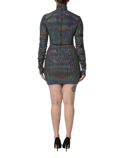 Pre-owned Dolce & Gabbana Black Embellished Nylon Bodycon Mini Women's Dress ()