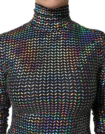 Pre-owned Dolce & Gabbana Black Embellished Nylon Bodycon Mini Women's Dress ()