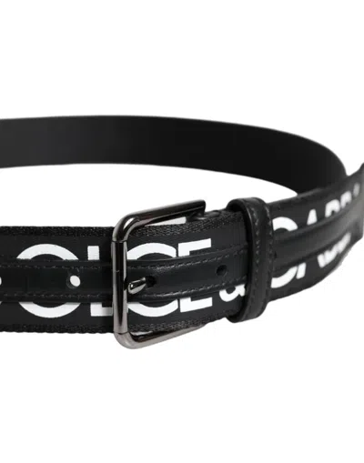 Dolce & Gabbana Black Leather Classic Metal Logo Buckle Belt In Black