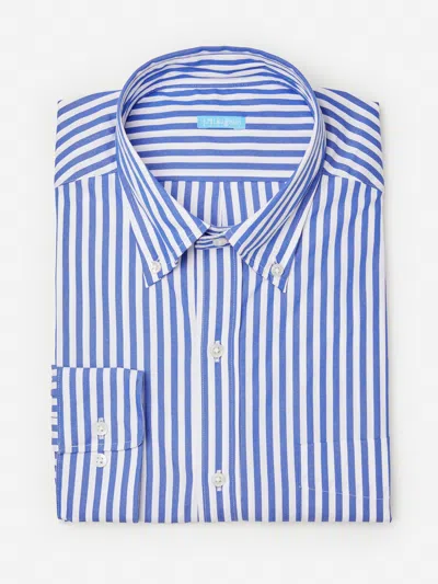 J.mclaughlin Men's Collis Classic Fit Shirt In Bengal Stripe Royal Blue/white