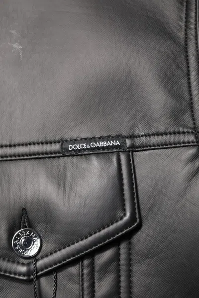 Pre-owned Dolce & Gabbana Black Polyester Button Down Biker Men's Jacket ()