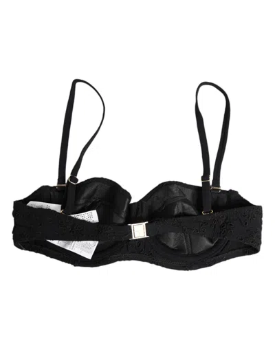 Dolce & Gabbana Black Polyester Embroidered Underwire Bra Underwear In Black