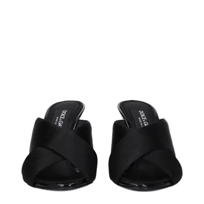 Dolce & Gabbana Black Satin Stiletto Heels Sandals In Black