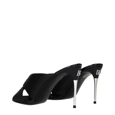 Dolce & Gabbana Black Satin Stiletto Heels Sandals In Black