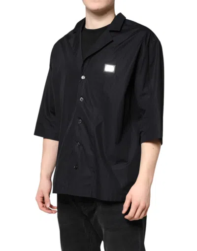Pre-owned Dolce & Gabbana Black Short Sleeves Button Down Casual Men's Shirt ()