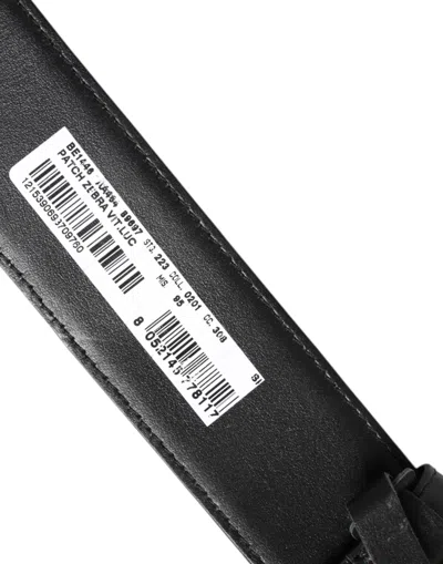 Pre-owned Dolce & Gabbana Black White Leather Dg Metal Buckle Women's Belt () In Multi