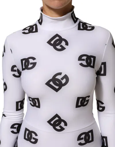 Pre-owned Dolce & Gabbana Black White Logo Monogram Long Sleeves Jumpsuit Women's Dress () In Multi